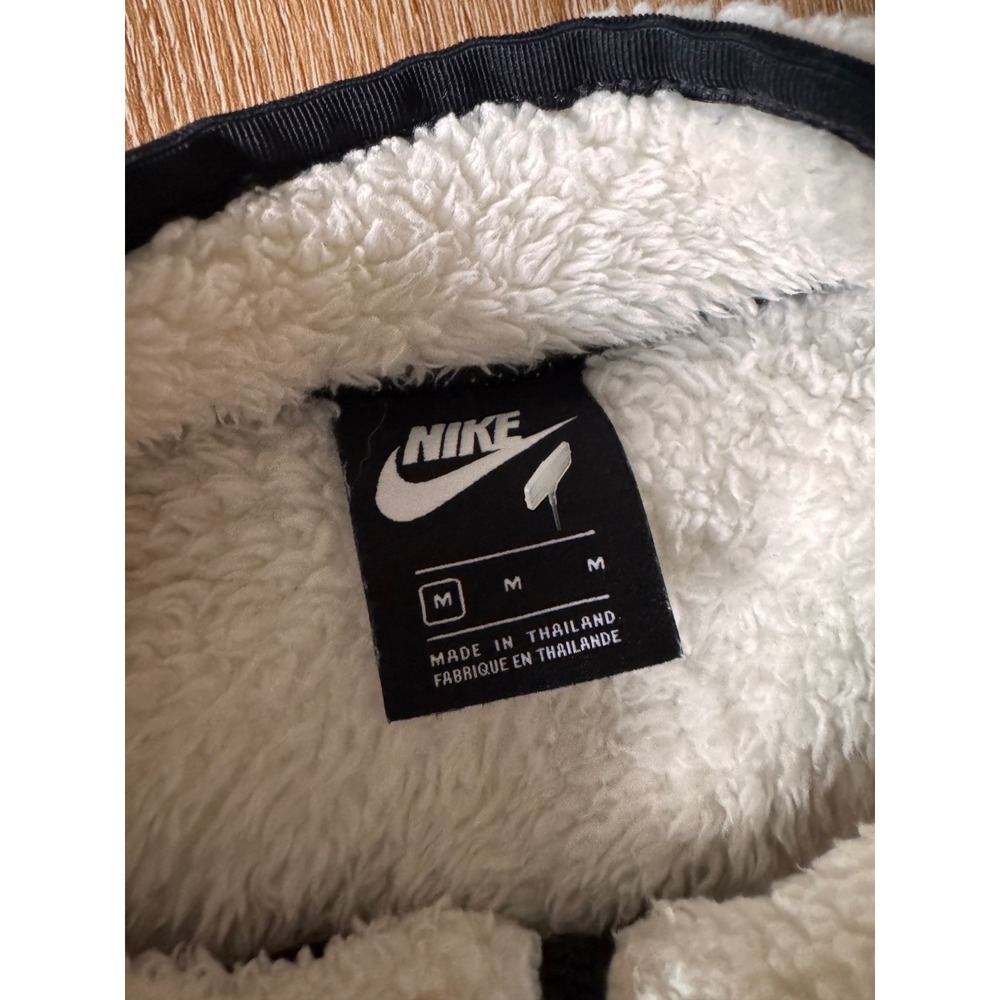 Nike Sherpa Plush Fleece Quarter Zip Crop Pullover Cream Black Medium BV5134-110 - Picture 7 of 8
